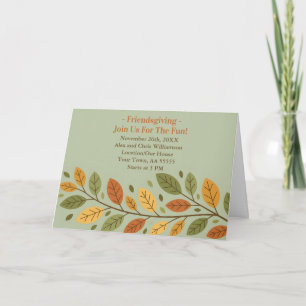 Minimalist Leaf Friendsgiving Dinner Invitation