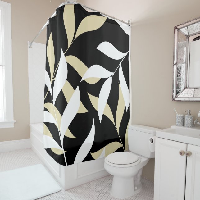 Minimalist Leaf Pattern Shower Curtain (In Situ)