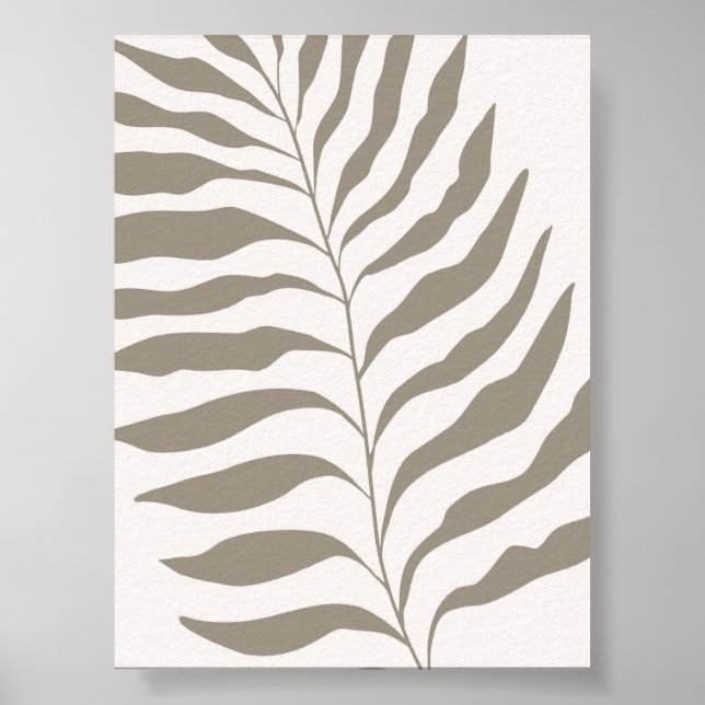 Minimalist Leaf Print in Neutral Beige Art (Front)