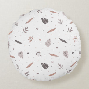Minimalist Leaves Pattern Round Pillow