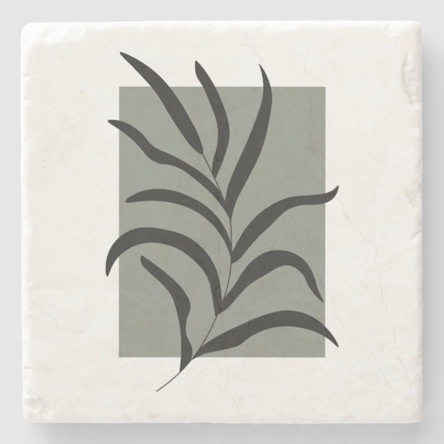 Minimalist Leaves  Stone Coaster (Front)