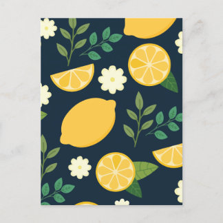 Minimalist lemon and leaves holiday postcard