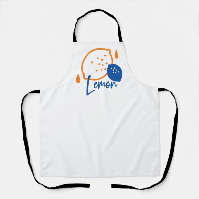 Minimalist Lemon Line Art – Modern Citrus Fruit Apron (Front)