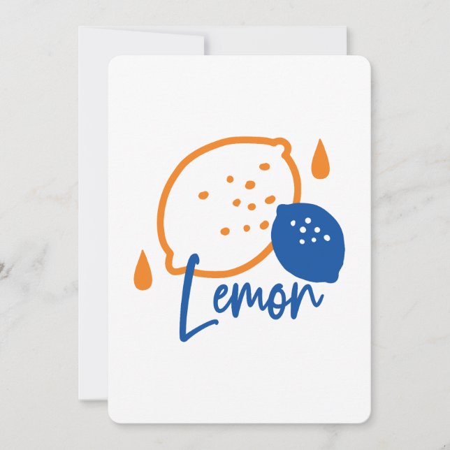 Minimalist Lemon Line Art – Modern Citrus Fruit Invitation (Front)