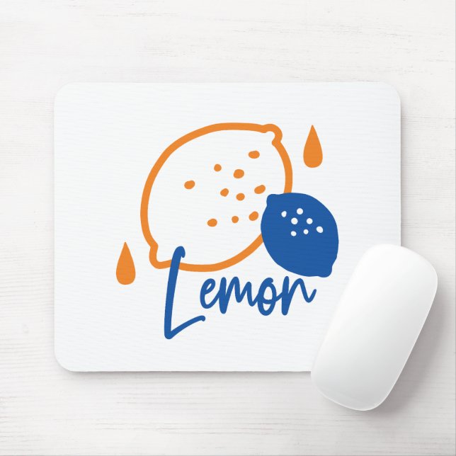 Minimalist Lemon Line Art – Modern Citrus Fruit Mouse Pad (With Mouse)