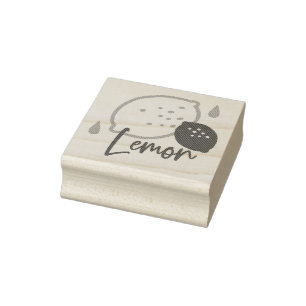 Minimalist Lemon Line Art – Modern Citrus Fruit Rubber Stamp