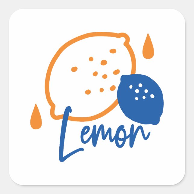 Minimalist Lemon Line Art – Modern Citrus Fruit Square Sticker (Front)