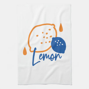 Minimalist Lemon Line Art – Modern Citrus Fruit Tea Towel
