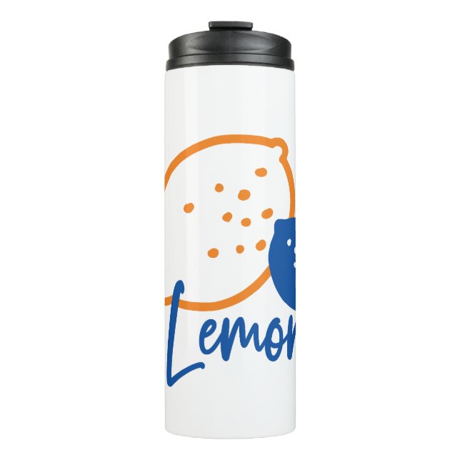 Minimalist Lemon Line Art – Modern Citrus Fruit Thermal Tumbler (Front)