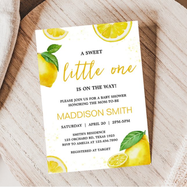 Minimalist Lemonade Baby Shower  Invitation (Gender Neutral Summer Citrus Baby Shower Invitation)