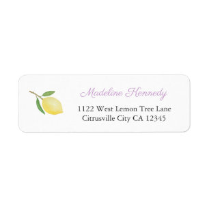 Minimalist Lemons Lilac Black Return Address Return Address Label