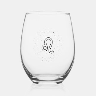 Minimalist Leo Zodiac Stemless Wine Glass