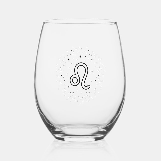 Minimalist Leo Zodiac Stemless Wine Glass (Front)