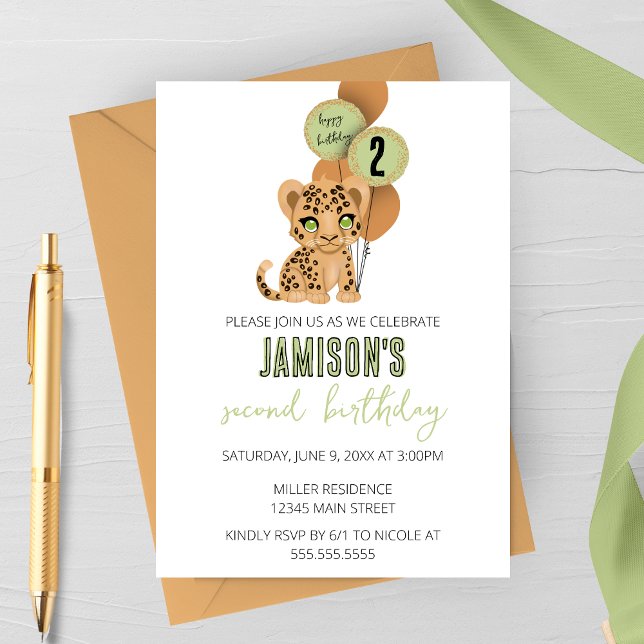 Minimalist Leopard Birthday Party Invitatoin Invitation (Creator Uploaded)