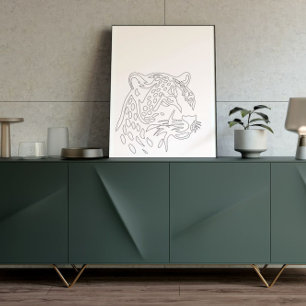 Minimalist Leopard Line Art Wall Decor   Modern Ab