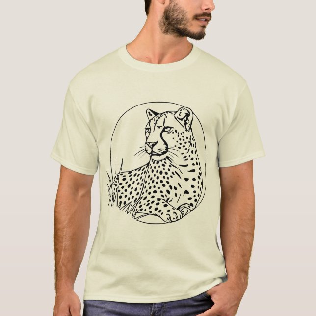 Minimalist Leopard Line Art – Wild and Majestic Bi T-Shirt (Front)
