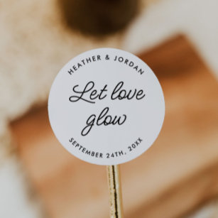 Minimalist Let Love Glow Wedding Candle Favour Classic Round Sticker