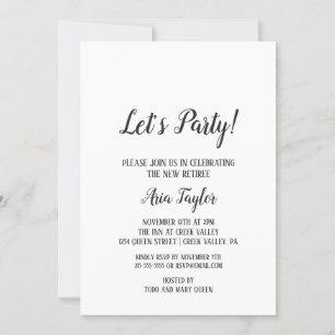 Minimalist Let's Party Retirement Party Invitation