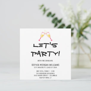 Minimalist Let's Party with the Graduate Invitation