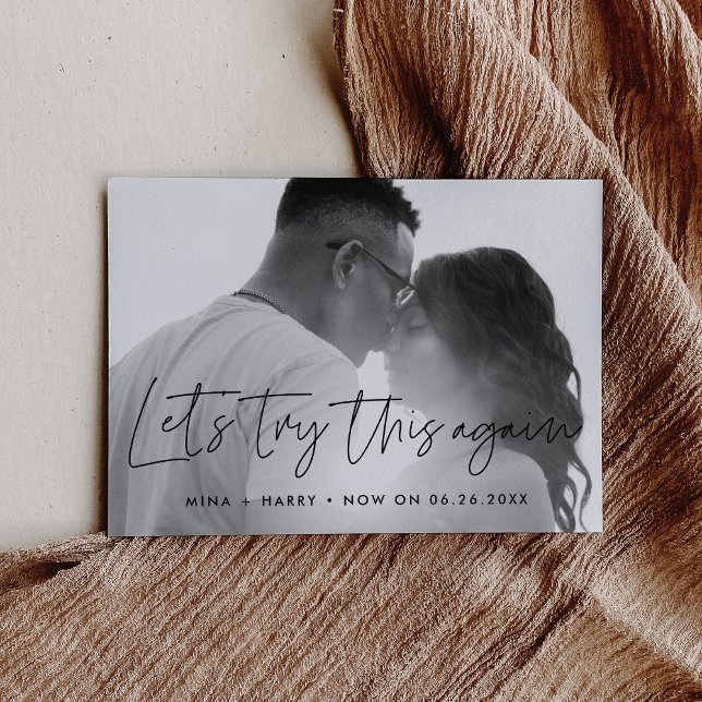 Minimalist Let's try this again wedding update Announcement (Creator Uploaded)