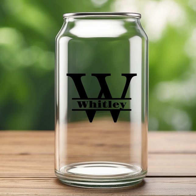 Minimalist Letter W Monogram and Custom Name Can Glass (Creator Uploaded)