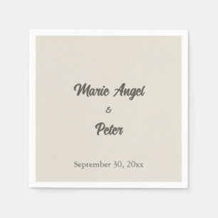 Minimalist Lettering Warm Neutral Wedding Napkin