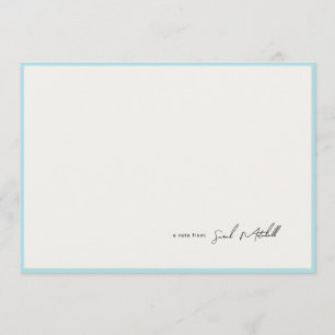 Minimalist Light Blue Border Personalized Script Card