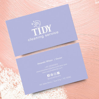 Minimalist Light Blue Cleaning Service Custom Business Card