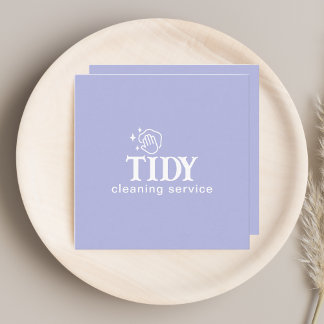 Minimalist Light Blue Cleaning Service Custom  Square Business Card