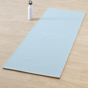 Minimalist light blue custom name monogram yoga mat