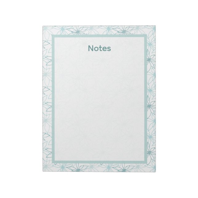 Minimalist Light Blue Floral Pattern Border Notes  (Rotated)