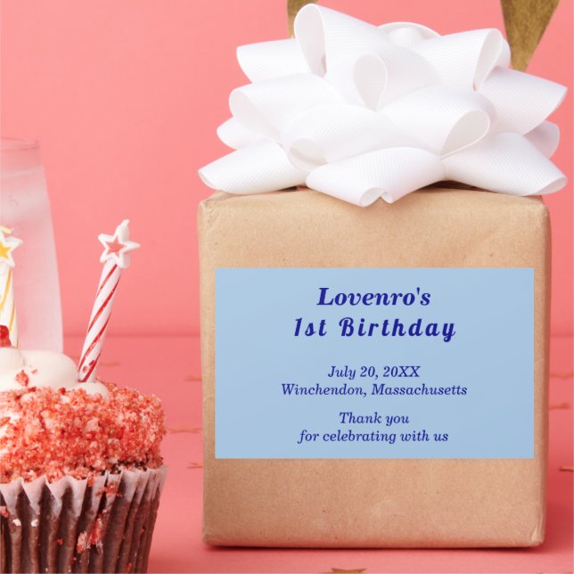 Minimalist Light Blue Kids Birthday Stickers (Party)