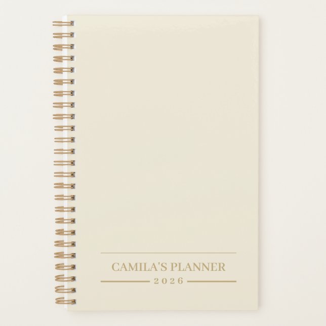 Minimalist Light Cream Planner | Personalized (Front)