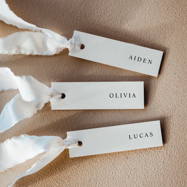Minimalist Light Cream Wedding Name Place Cards (Delivered untrimmed)