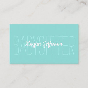 Minimalist Light Green Babysitter Childcare Simple Business Card