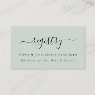 Minimalist Light Mint Wedding Shower Gift Registry Enclosure Card