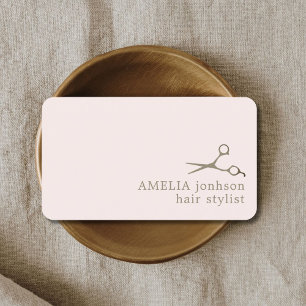 Minimalist Light Pastel Faux Copper Scissor Hair Business Card