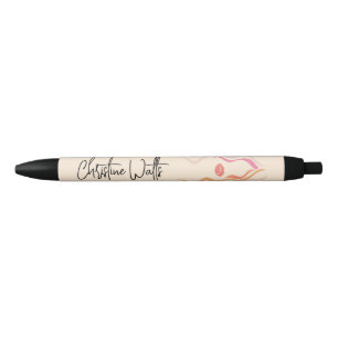 Minimalist Light Peach Hairstylist Wavy Hair Cute Black Ink Pen