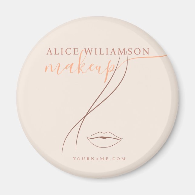 Minimalist Light Peach Makeup Artist Line Art Chic Magnet (Front)