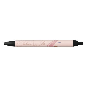 Minimalist Light Peach Pink Makeup Artist Girly Black Ink Pen
