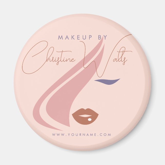 Minimalist Light Peach Pink Makeup Artist Girly Magnet (Front)