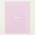 Minimalist light pink custom name monogram year planner<br><div class="desc">Minimalist pale light pink custom name,  text,  initials,  monogram or year personalised Planner.
Custom white text on light pink plain solid colour background.</div>