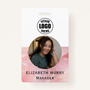 Minimalist Light Pink Marble Employee ID Badge