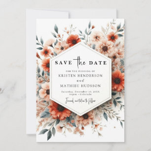 Minimalist Light Sage Terracotta Wedding Save The Date