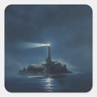 minimalist lighthouse painting images. 🌌✨ square sticker