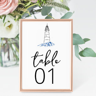 Minimalist Lighthouse Wedding Table Number