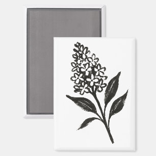 Minimalist Lilac – Ink Bloom Botanical Design on Magnet