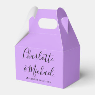 Minimalist Lilac Lavender Signature Script Wedding Favour Box