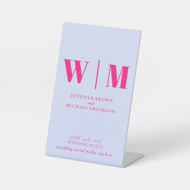 Minimalist Lilac Pink Party Modern Simple Wedding Pedestal Sign (Front)