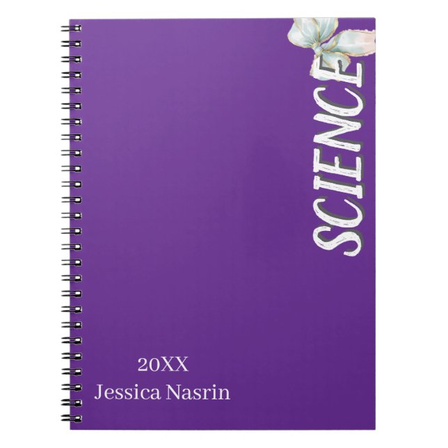 Minimalist Lilac Vertical Text School Subject Notebook (Front)